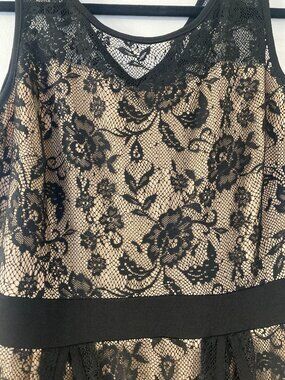 Brand: Candalite. Girls size Medium, Black and Beige Lace Dress. Good Condition